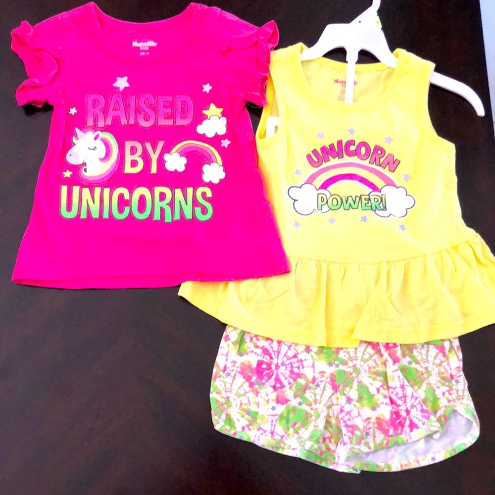 Like New! 2 Shirts, both match with Shorts by Nannette Kids! Size 4T!